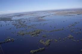 Inland sea... floodwaters around the town of Kerang. (ABC)